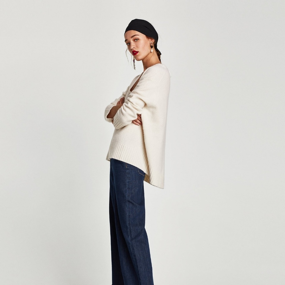 NWT Zara V Neck Cashmere Sweater - Picture 4 of 7